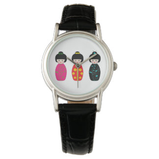 Traditional Japanischen Kokeshi Geisha Dolls Armbanduhr
