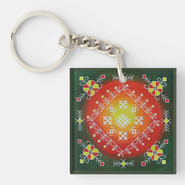Traditional Latvian folk art with symbols painting (Devant)