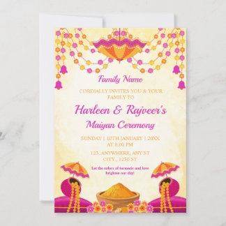 Traditional Maiyan Ceremony Invitation Card Einladung