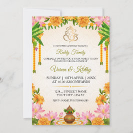 Traditional Marigold Kalyanam Invitation Card Einladung