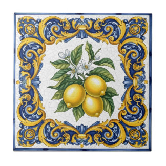 Traditional Mediterranean Majolica Lemon Fliese