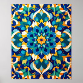 Traditional Moroccan Zillij Geometric Tile Pattern Poster