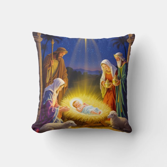 Traditional Nativity Holy Family Kissen (Vorderseite)