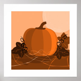 Traditional Orange Pumpkin Kitchen Decor Poster