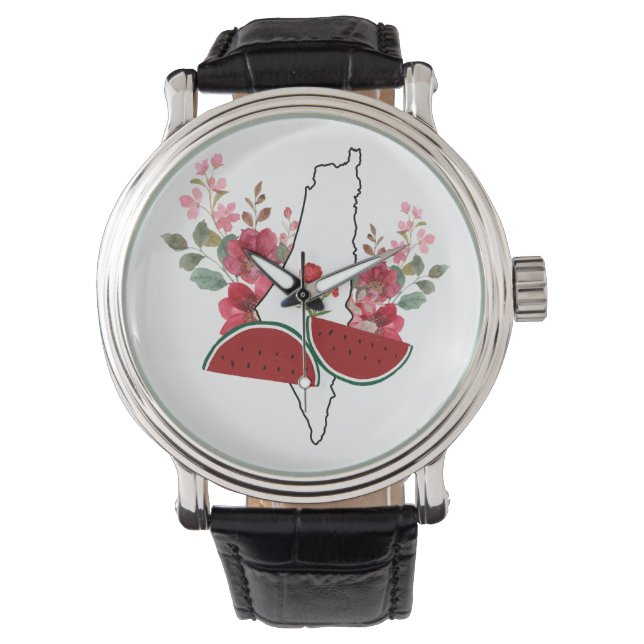 Traditional Palestine elements in palestine map Armbanduhr (Vorderseite)