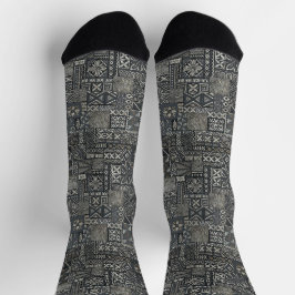 Traditional Polynesian Tapa Cloth Pattern Socken