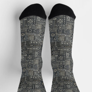 Traditional Polynesian Tapa Cloth Pattern Socken