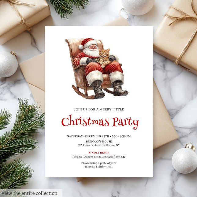 Traditional Red Green Script Font Christmas Party  Einladung (Traditional Red Green Script Font Christmas Party Invite

)
