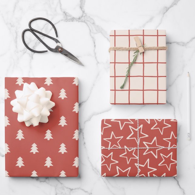 Traditional Red Vintage Christmas Gender Neutral Geschenkpapier Set (Vorderseite)