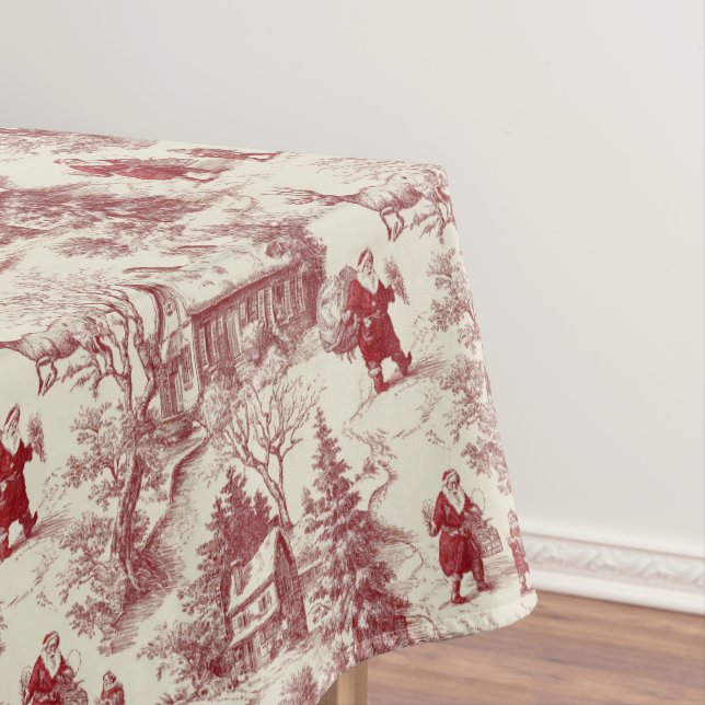 Traditional Santa Claus Red on Cream Toile De Jouy Tischdecke (Beispiel)