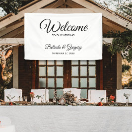 Traditional Script Welcome Wedding Hanging Sign Banner