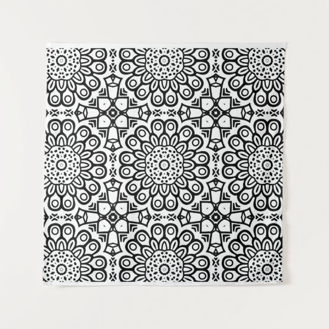 Traditional sunflower batik pattern ornamentscroll wandteppich (Vorderseite)