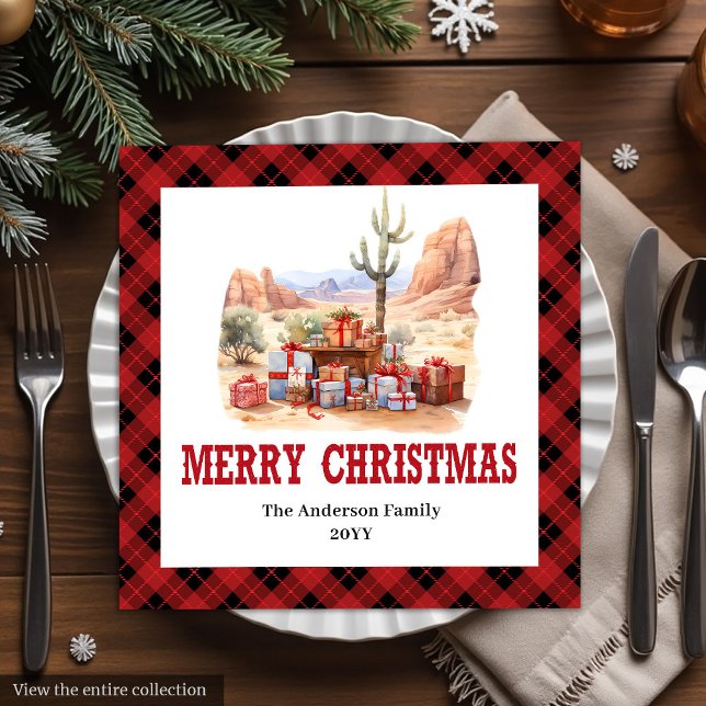 Traditional Western Check Holiday Paper Napkins Serviette (Traditional Western Check Holiday Paper Napkins)