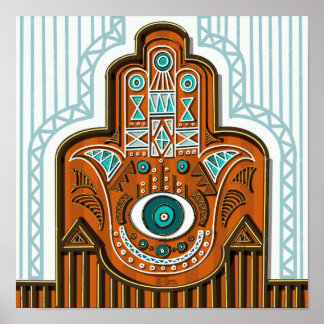 Traditionell Ägyptische Hamsa Khamsa Hand von Fati Poster