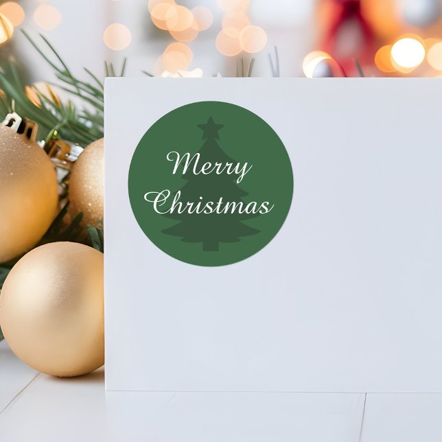 Traditionell - Dunkelgrün - Frohe Weihnachtsaufkle Runder Aufkleber (Von Creator hochgeladen)