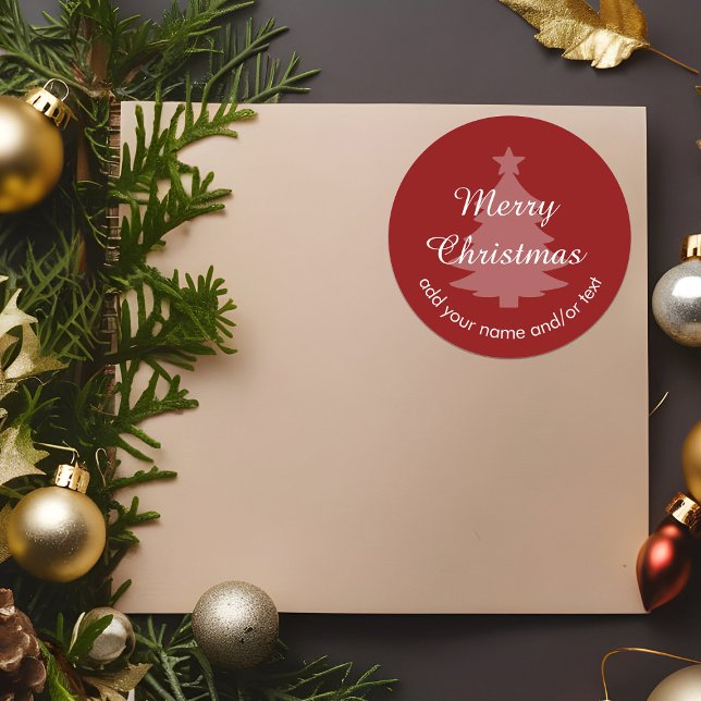 Traditionell - Dunkelrote Weihnachtsaufkleber Runder Aufkleber (Von Creator hochgeladen)
