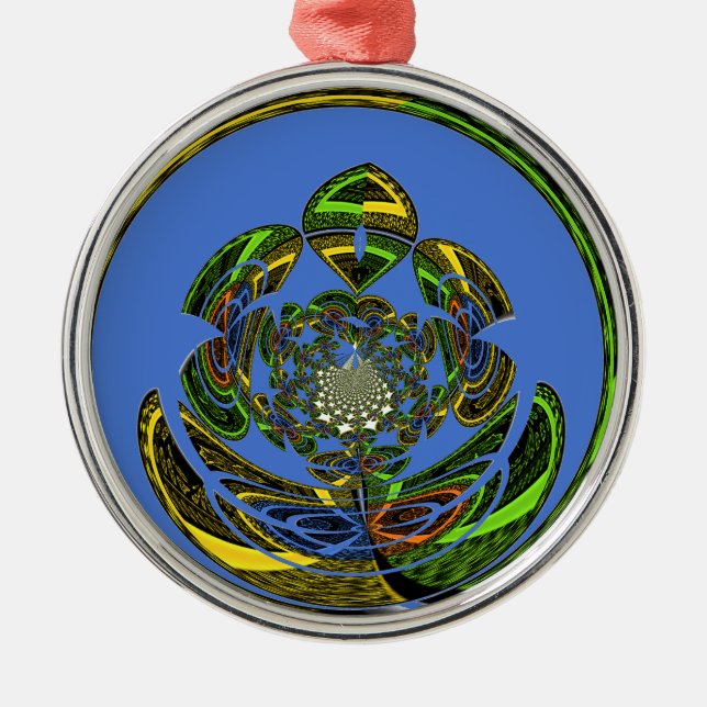 Traditionell einfach blau ornament aus metall (Vorne)