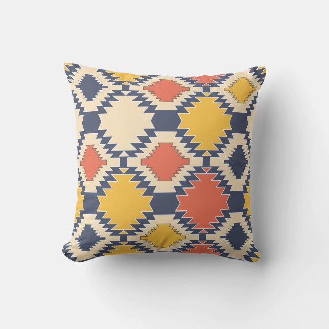 Traditionell, ethnisch, rustikal, geometrisch, Vin Kissen (Vorderseite)