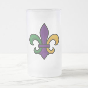 Traditionell farbige Mardi Gras Fleur de Lis Mattglas Bierglas