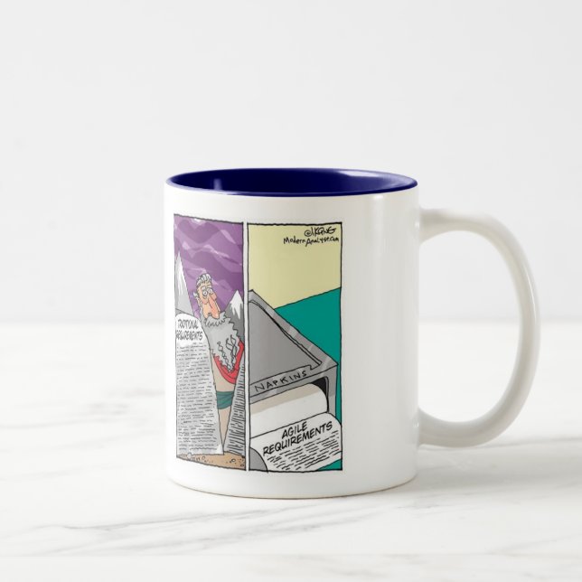 Traditionell gegen bewegliche Anforderungen Zweifarbige Tasse (Rechts)