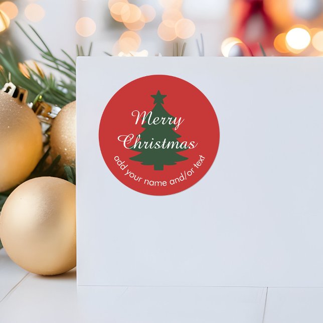 Traditionell - Klassischer Red Custom Christmas St Runder Aufkleber (Von Creator hochgeladen)