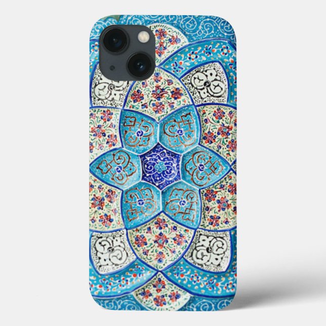 Traditionell marokkanisch türkis Blau, Weiß, Lachs Case-Mate iPhone Hülle (Rückseite)