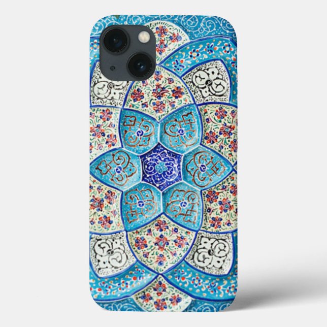 Traditionell marokkanisch türkis Blau, Weiß, Lachs Case-Mate iPhone Hülle (Rückseite)