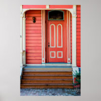 Traditionell rote Holztür und -porchdoor,
