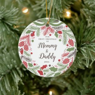 Traditionell unsere ersten Weihnachten als Mama & Keramik Ornament