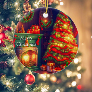 Traditionell Vintage-Weihnachtsbaum Keramik Ornament