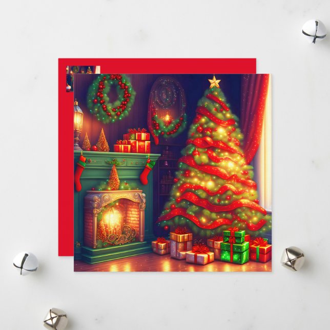 Traditionell Vintager Weihnachtsbaum, Firepp Feiertagskarte (Vorderseite/Rückseite Beispiel)