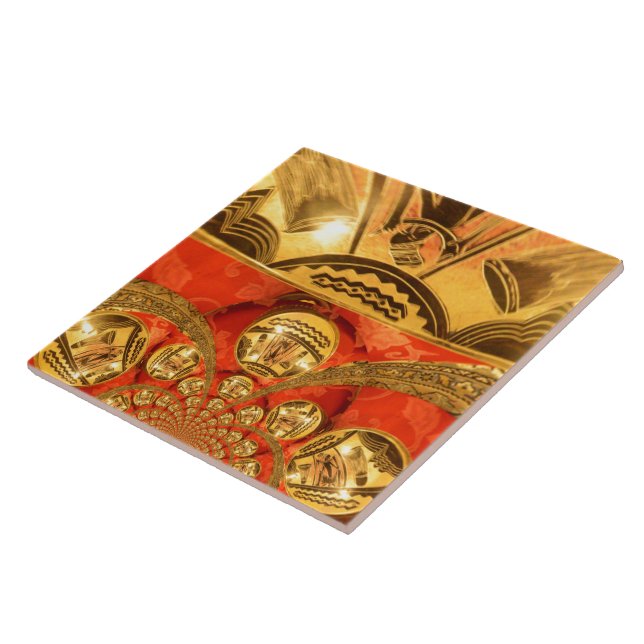 Traditionelle afrikanische Kunst des Goldenen Rote Fliese (Seite)