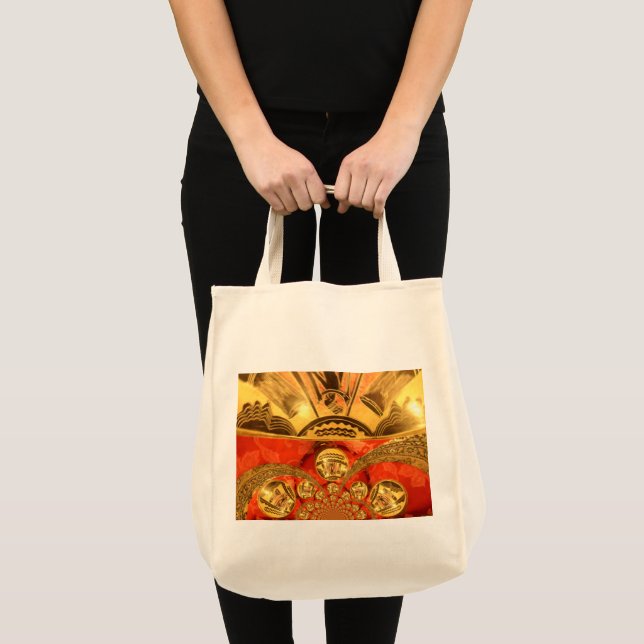 Traditionelle afrikanische Kunst des Goldenen Rote Tragetasche (Vorderseite (Produkt))