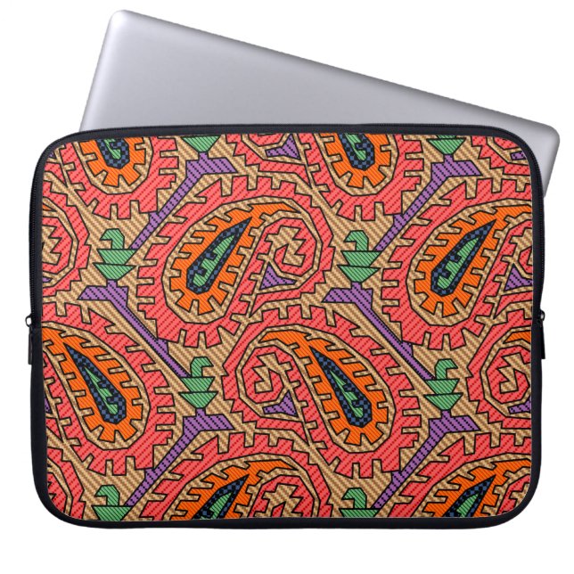 Traditionelle Allover Geometricalart, Hintergrund, Laptopschutzhülle (Vorderseite)