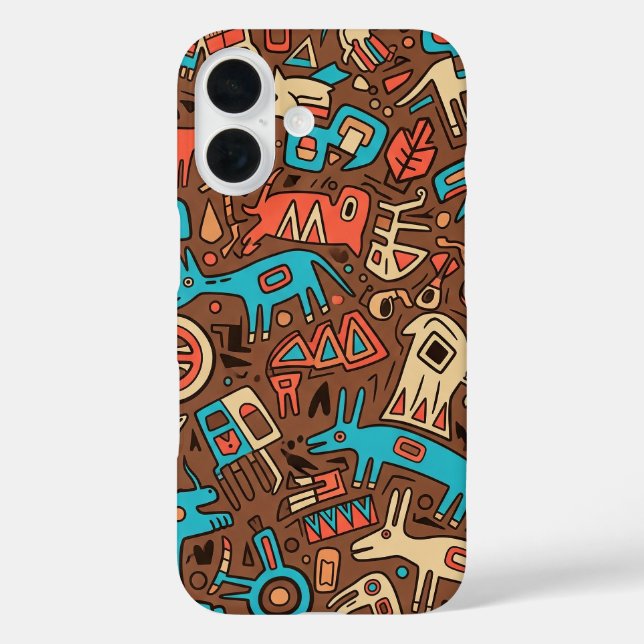 traditionelle Apache-Indianer-Kunst iPhone 16 Hülle (Rückseite)