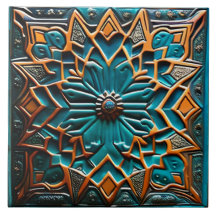 Traditionelle Aquamarine Keramik und Senfkunst