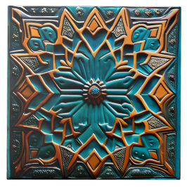 Traditionelle Aquamarine Keramik und Senfkunst Fliese