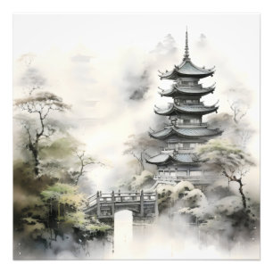 Traditionelle asiatische Gartenmalerei Fotodruck