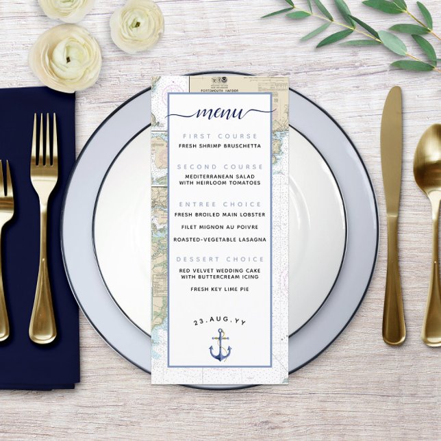 Traditionelle authentische ⚓ Hochzeit oder Veranst Menükarte (Traditional Authentic Nautical ⚓ Wedding or Event Menu
)