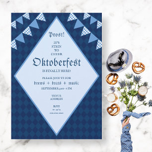 Traditionelle Blaue Bayerische Oktoberfest-Bierpar Einladung