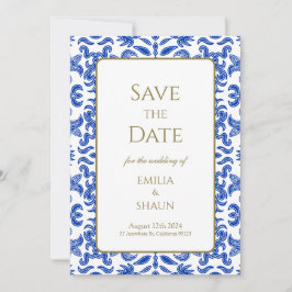 Traditionelle blaue italienische Hochzeit speicher Einladung