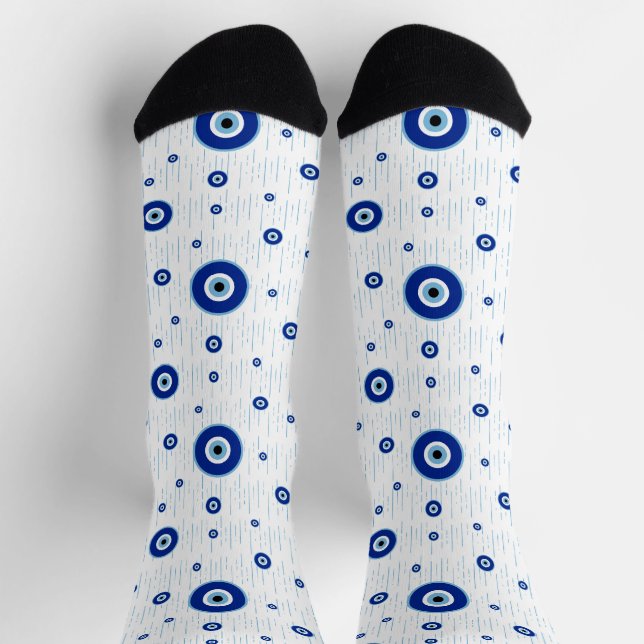 Traditionelle blaue Nasar-Böse Augen-Armreiher Soc Socken (Oben)