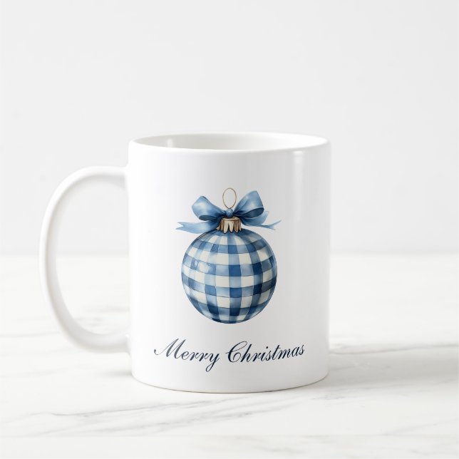 Traditionelle blaue Ornamente Weihnachten Kaffeetasse (Links)