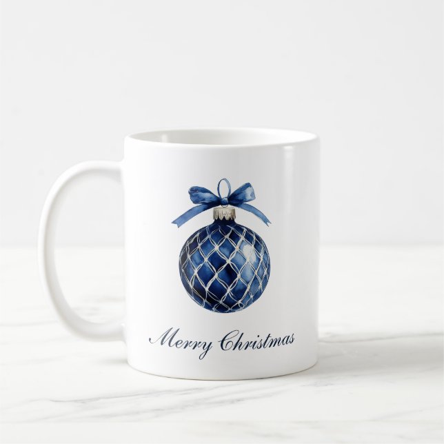 Traditionelle blaue Ornamente Weihnachten Kaffeetasse (Links)