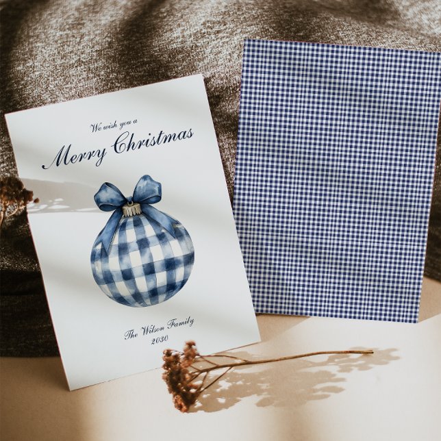 Traditionelle Blue Ornament Weihnachtskarte Feiertagskarte (Von Creator hochgeladen)