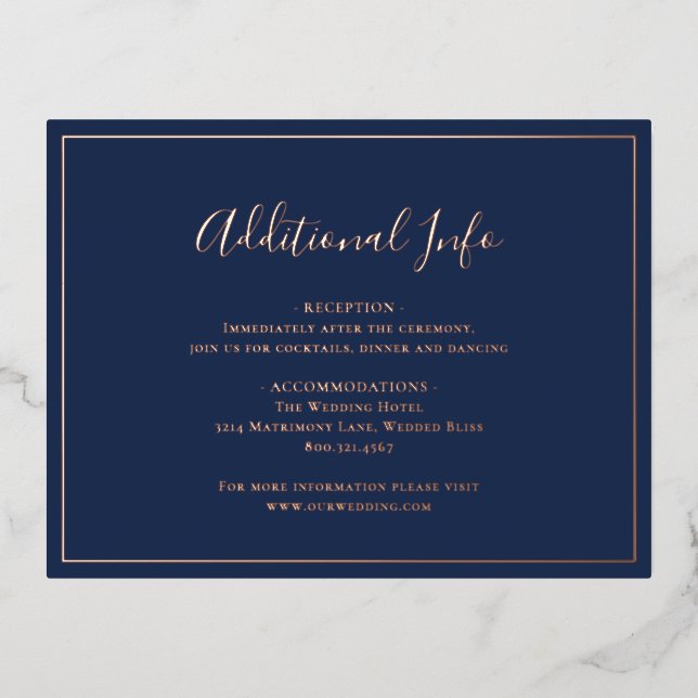 Traditionelle Blue Wedding Foil Enclosure Card für Folie Einladungspostkarte (Vorderseite)