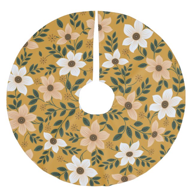 Traditionelle Blume: Muster ohne Muster Polyester Weihnachtsbaumdecke (Vorderseite)