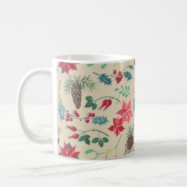 Traditionelle botanische Weihnachten (beige) Kaffeetasse