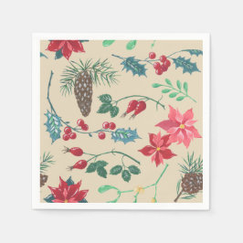 Traditionelle botanische Weihnachten (beige) Serviette