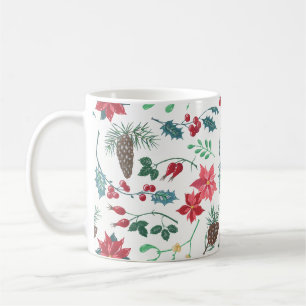 Traditionelle botanische Weihnachten (weiß) Kaffeetasse